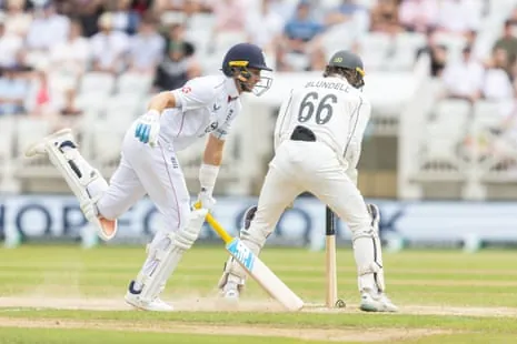 Joe Root is run out by Henry Nicholls